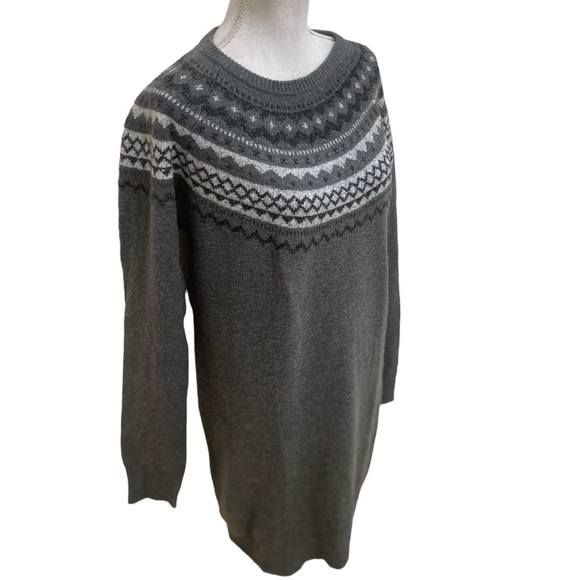 NWT Charlie Paige gray crew neck Nordic sweater dress/tunic ribbed hems medium - Picture 3 of 11